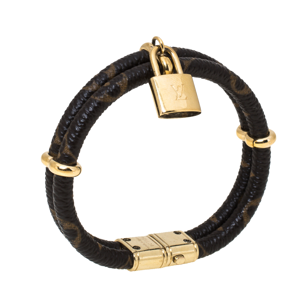 

Louis Vuitton Keep It Twice Monogram Canvas Gold Tone Bracelet, Brown