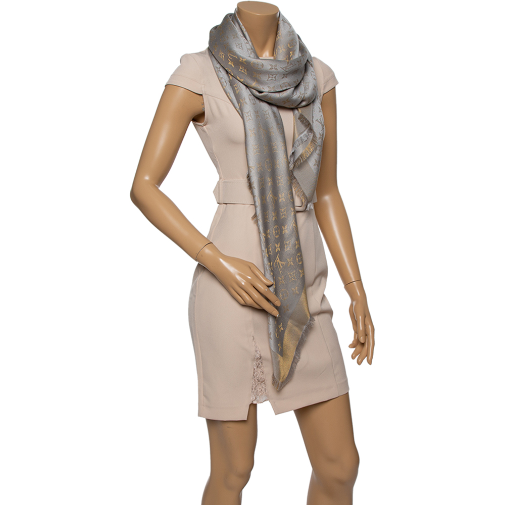 

Louis Vuitton Gold and Grey Monogram Shine Shawl