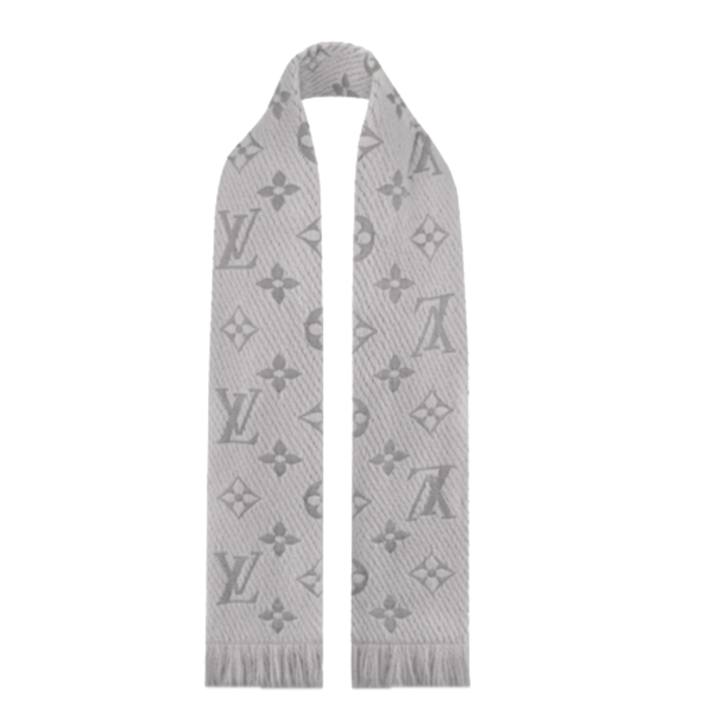 Louis Vuitton Grey Wool & Silk Logomania Scarf