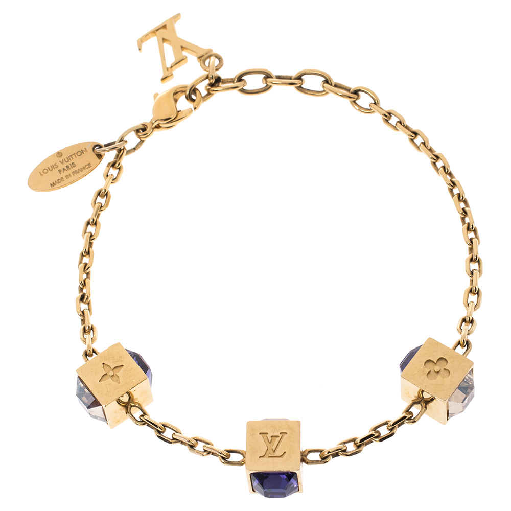 

Louis Vuitton Gamble Crystal Gold Tone Bracelet, Multicolor