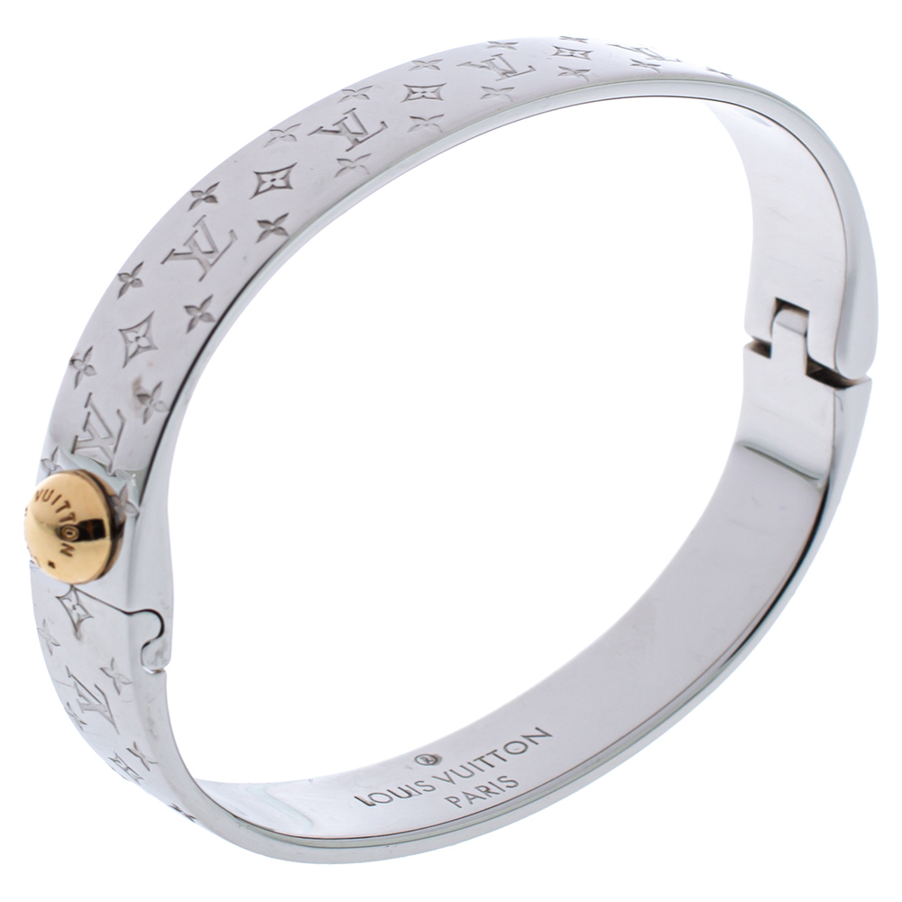 

Louis Vuitton Palladium Finish Nanogram Cuff Bracelet, Silver