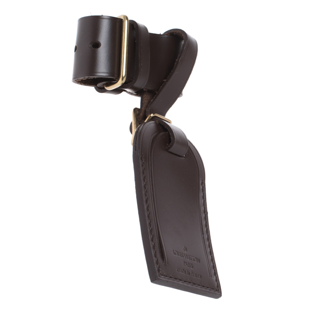 

Louis Vuitton Brown Leather Luggage Name Tag & Strap Holder