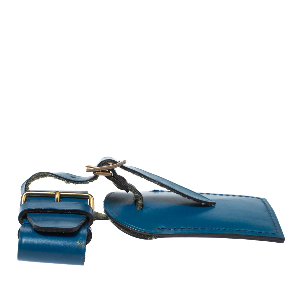 

Louis Vuitton Blue Leather Luggage Name Tag & Strap Holder