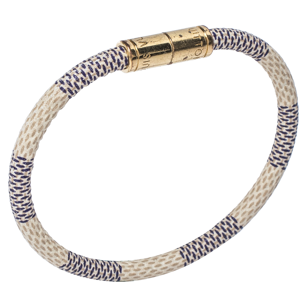 

Louis Vuitton Damier Azur Canvas Gold Tone Keep It Bracelet, Beige
