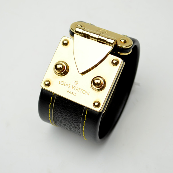 Pre Owned Louis Vuitton Leather Lock Bracelet