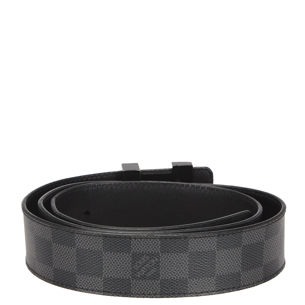 

Louis Vuitton Black Damier Graphite Canvas Initiales Belt