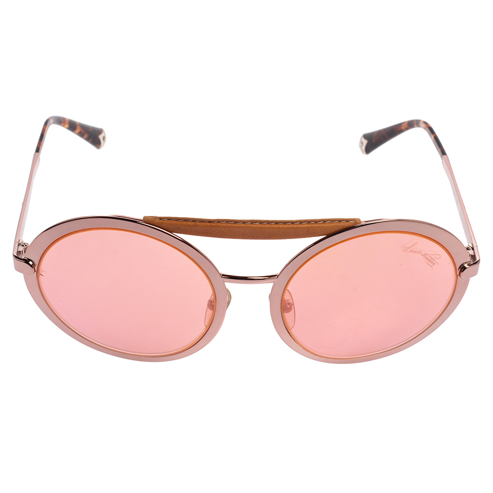 

Louis Vuitton Pink Tone & Leather/ Pink Z0513U Round Sunglasses