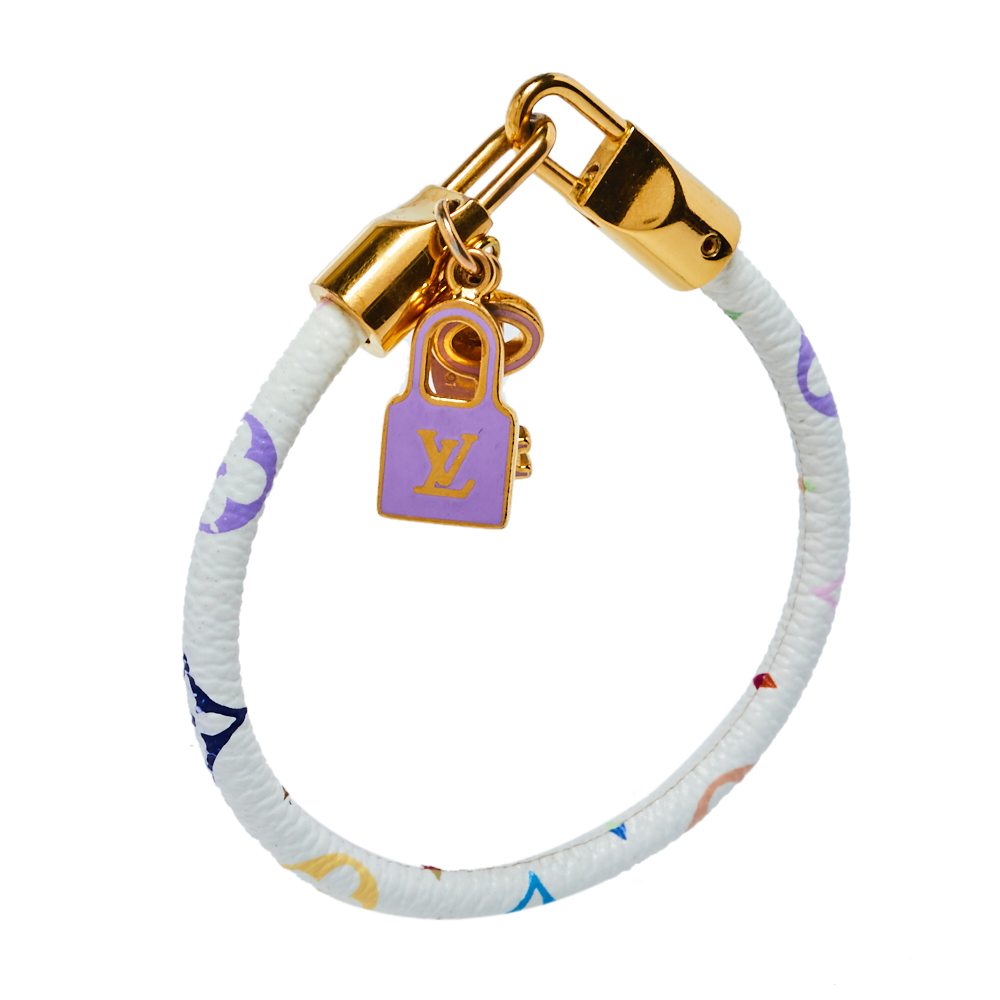 

Louis Vuitton Luck It Multicolor Monogram Gold Tone Charm Bracelet, White