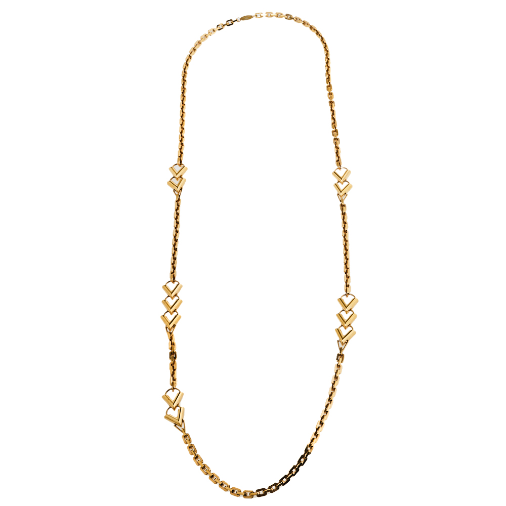 

Louis Vuitton Gold Tone V Chain Sautoir Necklace