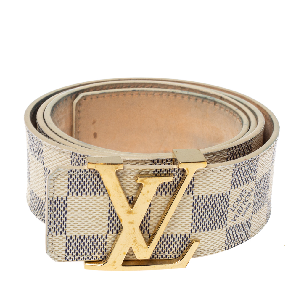 

Louis Vuitton Damier Azur Canvas Initiales Belt, Grey