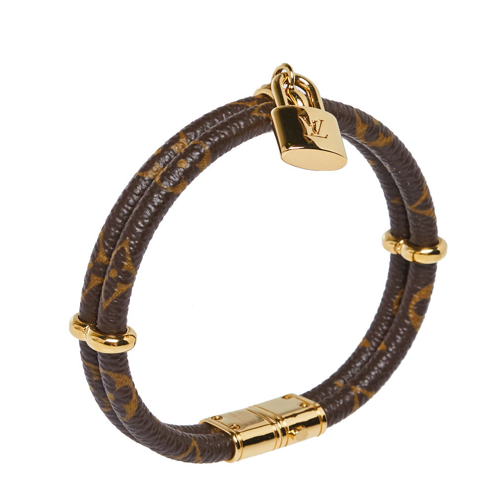 

Louis Vuitton Keep It Twice Double Monogram Canvas Padlock Charm Bracelet, Brown