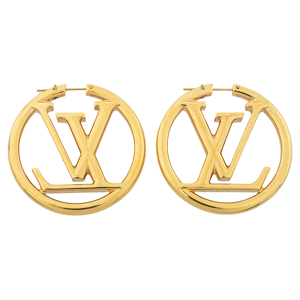 Pre-owned Louis Vuitton Gold Tone Louise Hoop Earrings