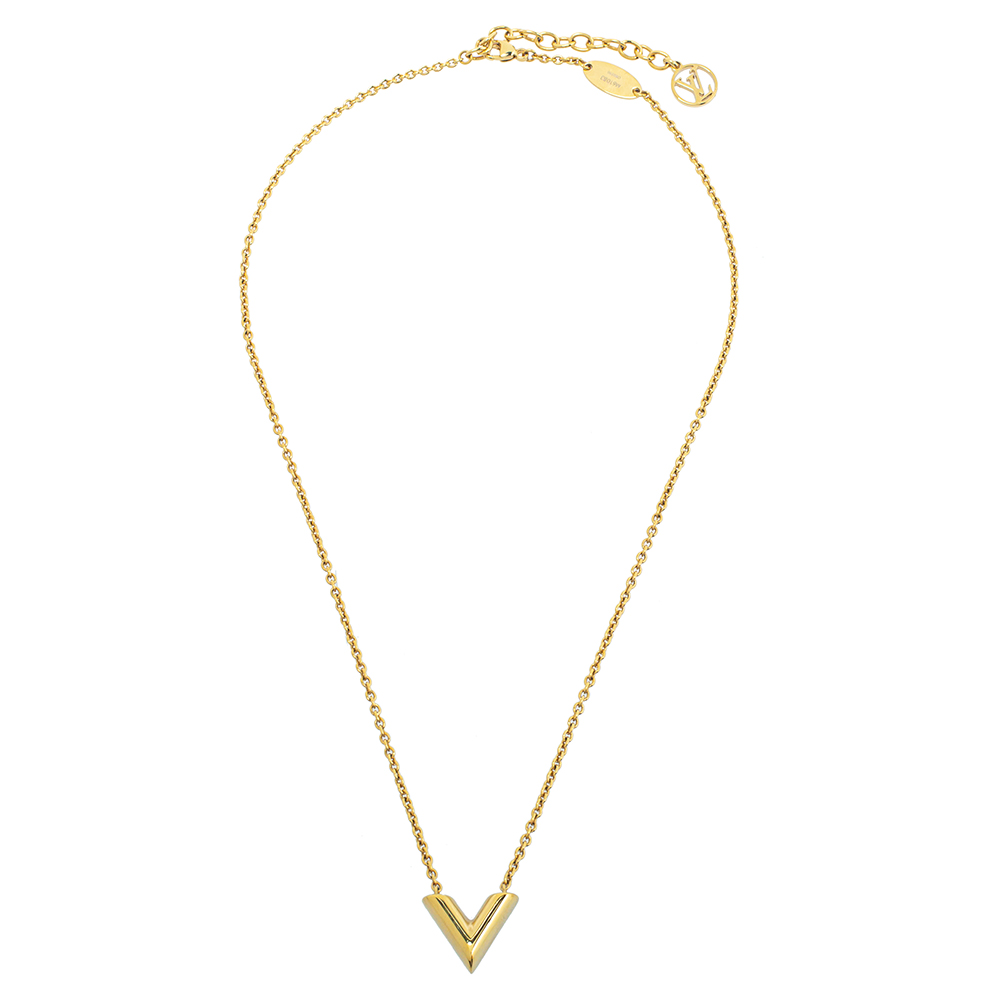 

Louis Vuitton Gold Tone Essential V Necklace
