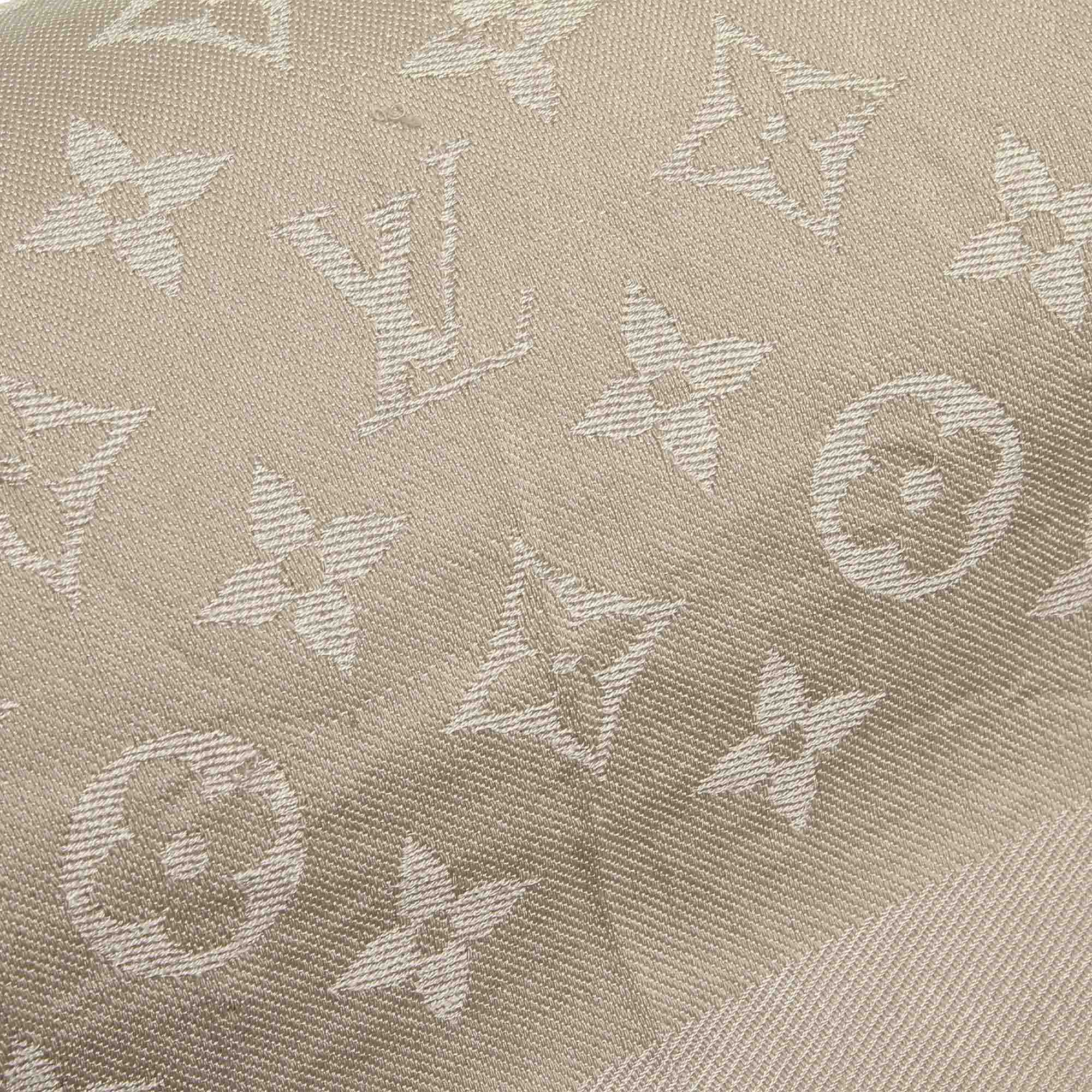 

Louis Vuitton Brown Monogram Silk Scarf, Beige
