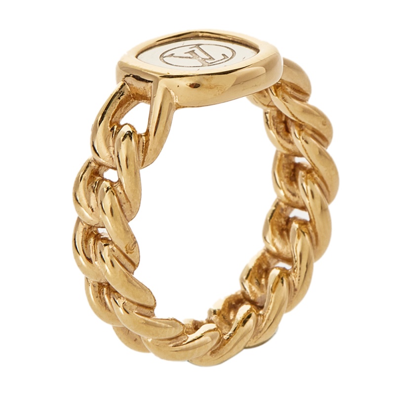 Pre-owned Louis Vuitton Id Two Tone Ring S In Gold
