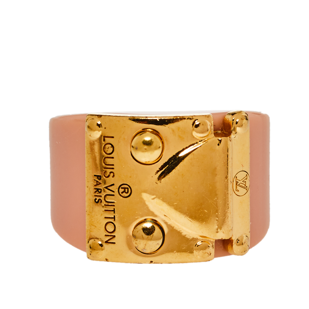 

Louis Vuitton Lock Me Blush Pink Resin Gold Tone Ring