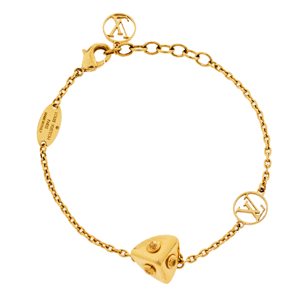 Pre-owned Louis Vuitton Gold Tone Trunk Bracelet