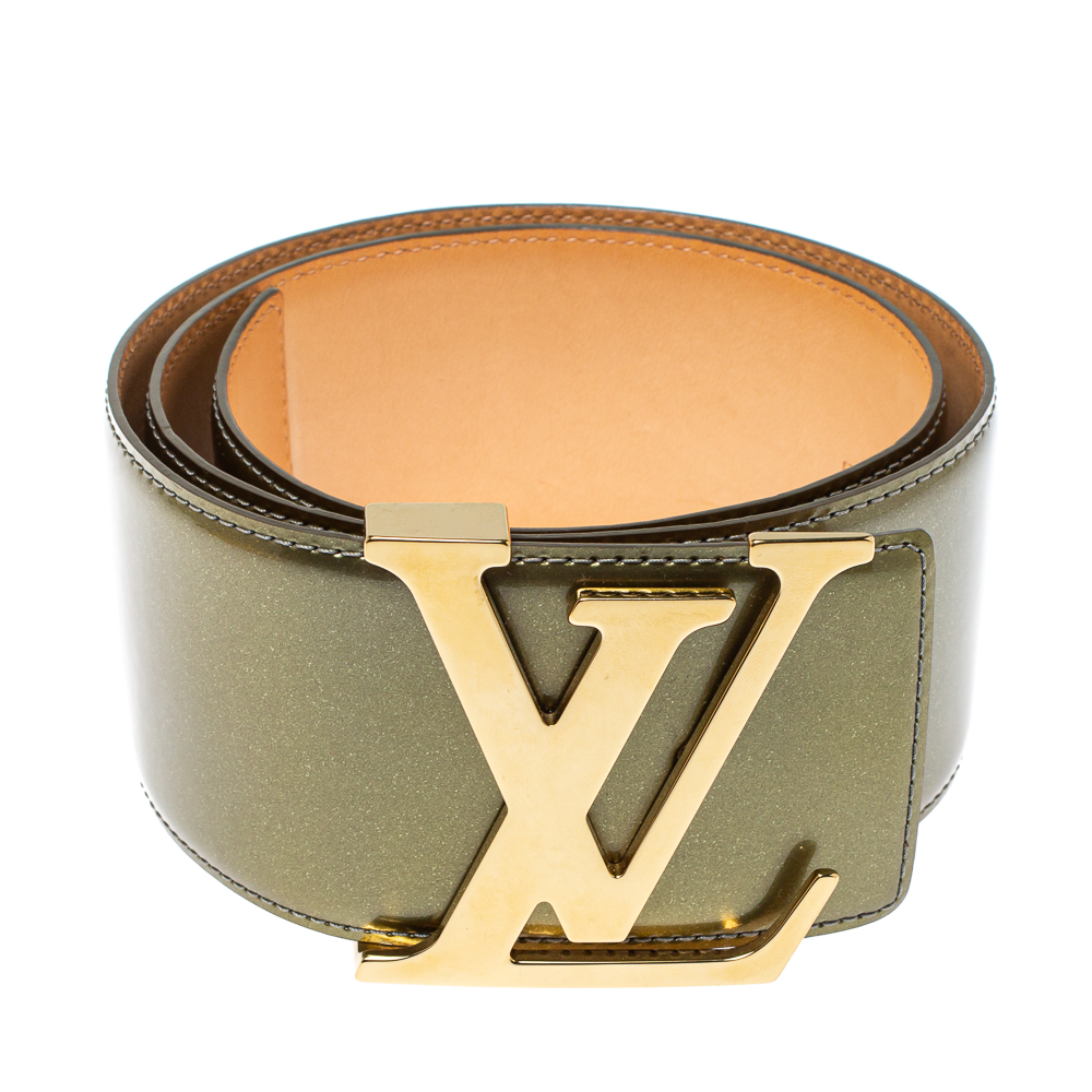 

Louis Vuitton Green Vernis Leather LV Initiales Wide Belt