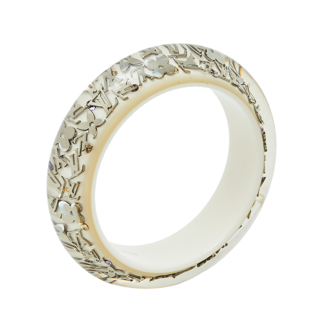 

Louis Vuitton White Inclusion Wide Bangle Bracelet