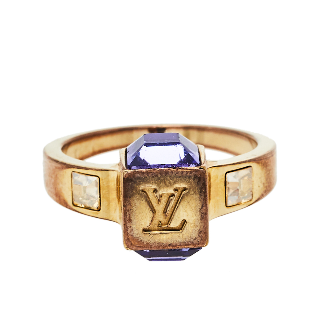 

Louis Vuitton Gamble Crystal Gold Tone Ring