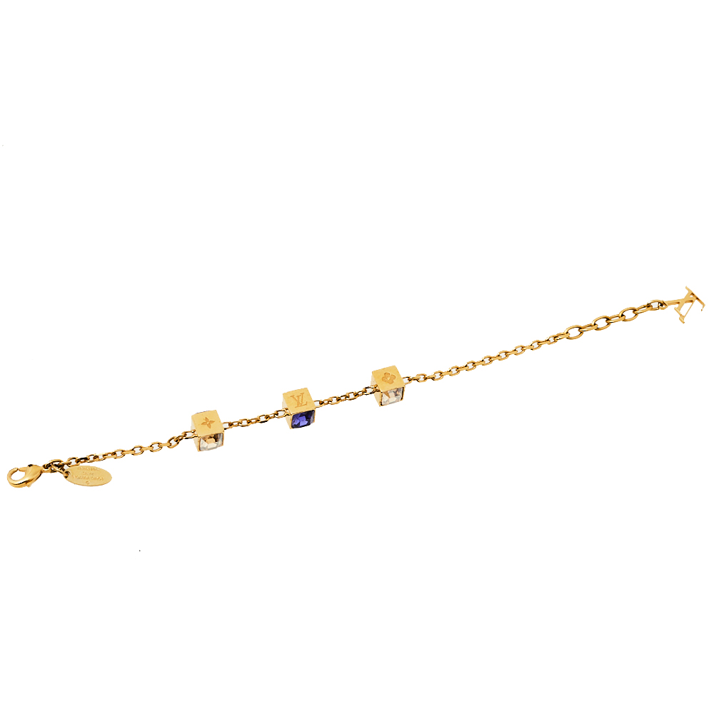 

Louis Vuitton Gamble Crystal Gold Tone Bracelet