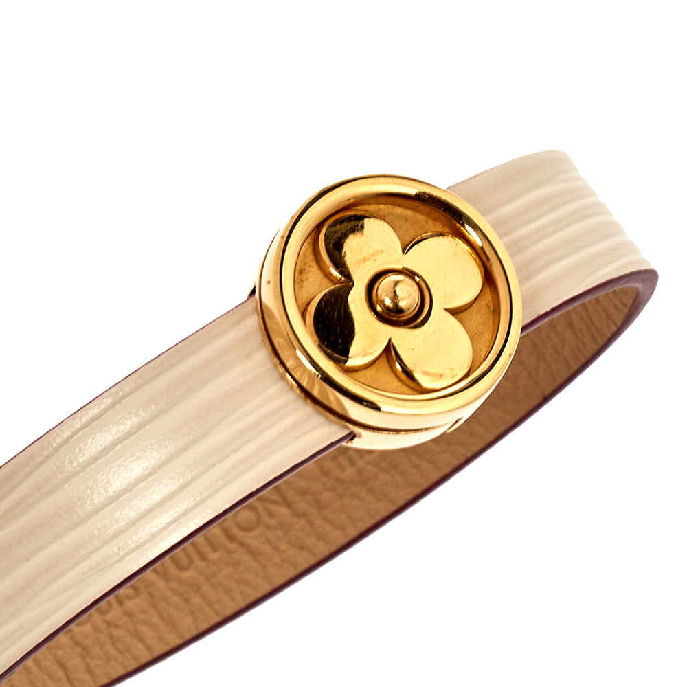 

Louis Vuitton Cream Epi Leather Flower Action Bracelet