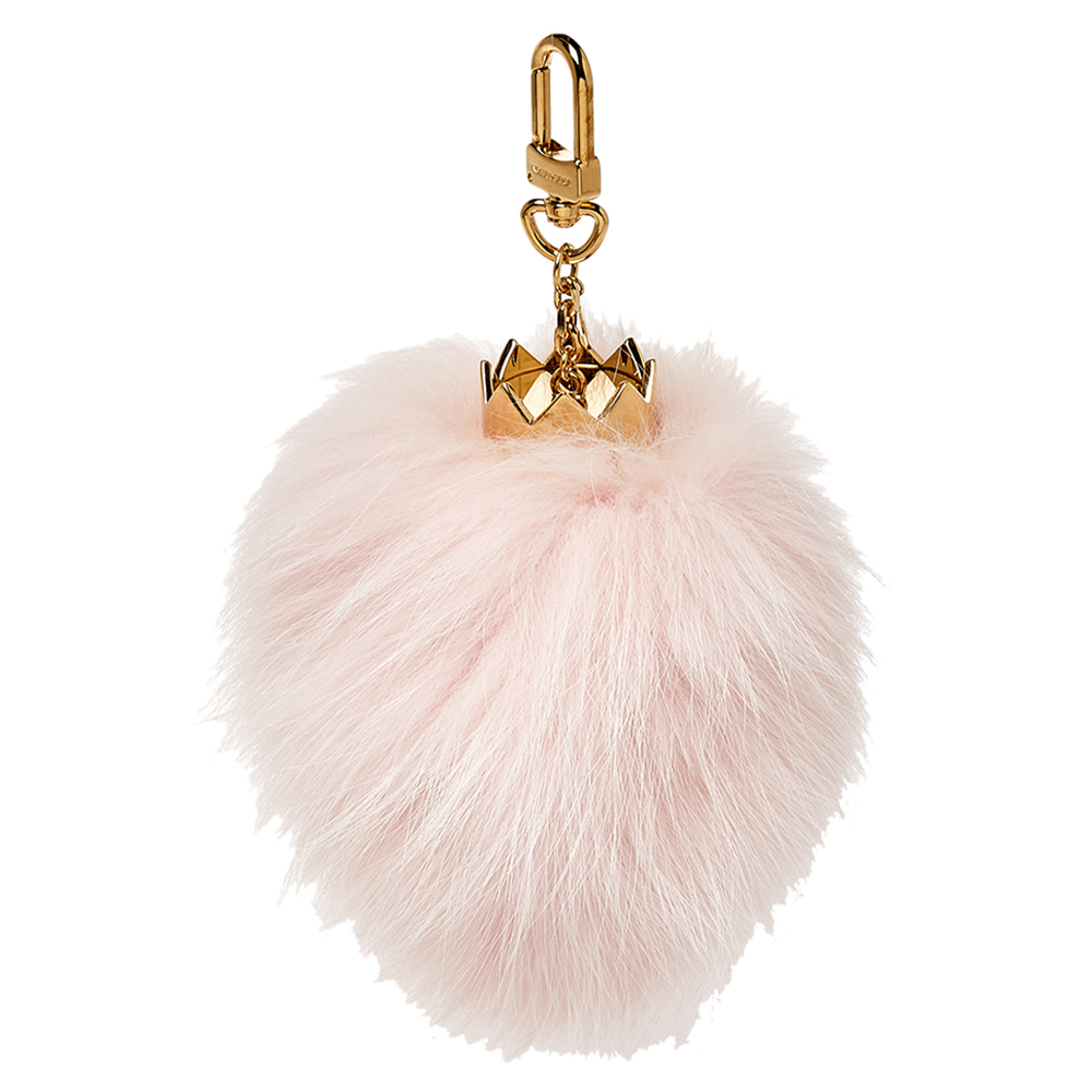 Pre-owned Louis Vuitton Powder Pink Fur Fuzzy Bubble Bag Charm