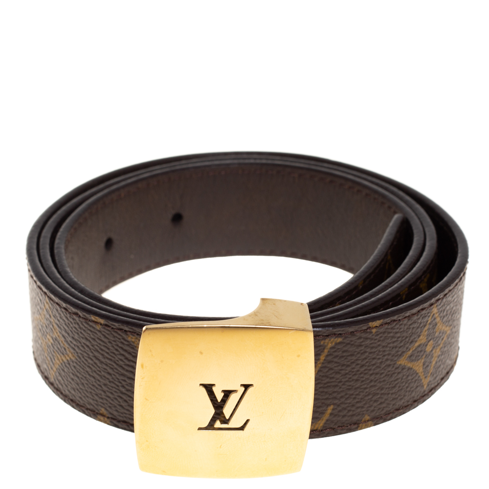 

Louis Vuitton Monogram Canvas LV Cut Belt, Brown