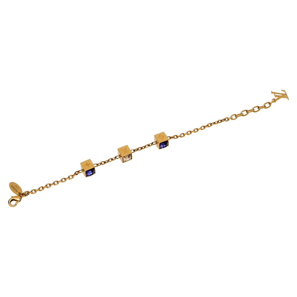 

Louis Vuitton Crystal Gold Tone Gamble Bracelet