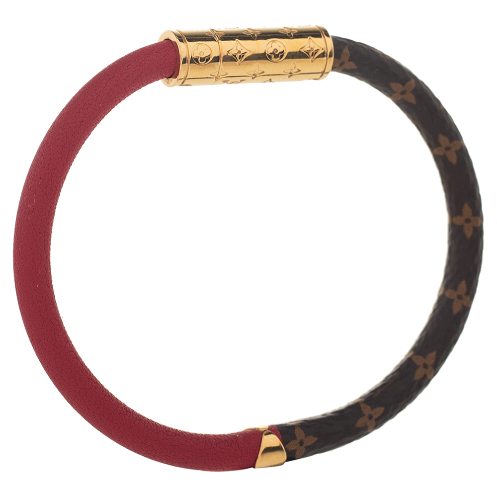 

Louis Vuitton Red Leather and Monogram Canvas Daily Confidential Bracelet 17