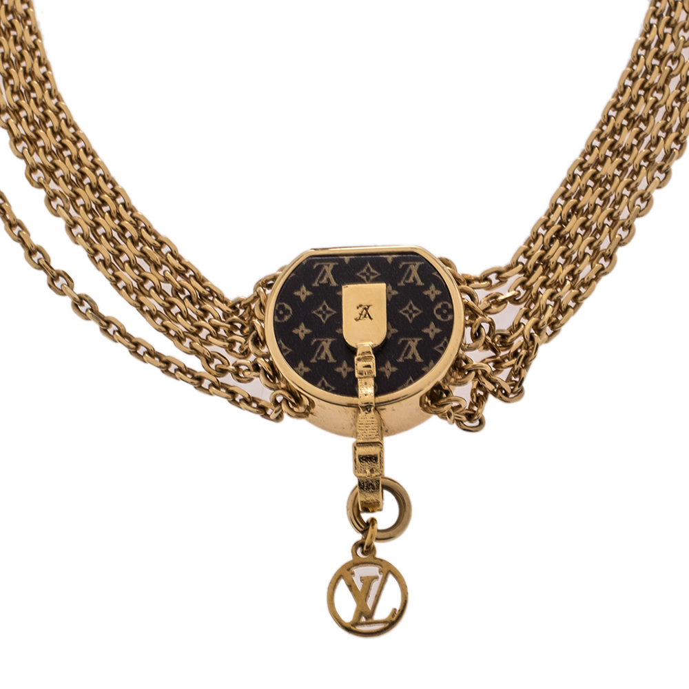 

Louis Vuitton Brown Boite Chapeau Charm Gold Tone Mini LV Bracelet