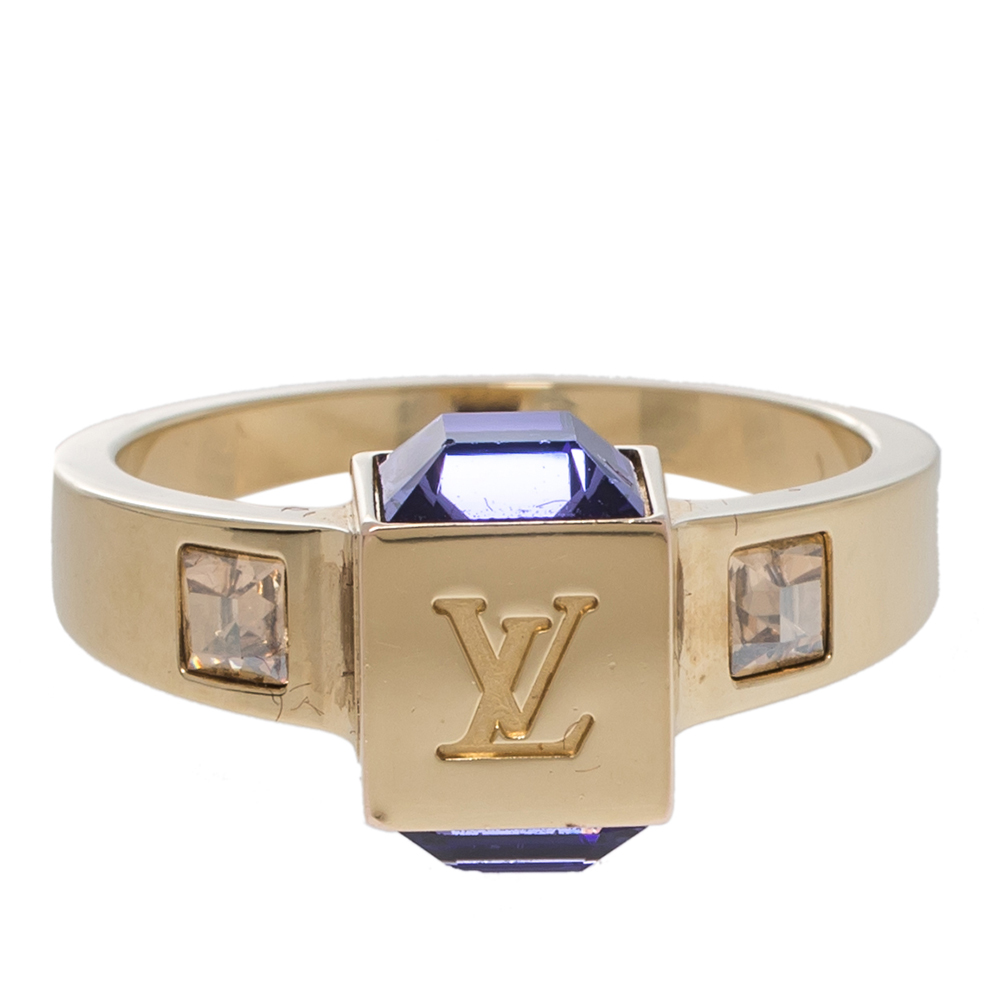 

Louis Vuitton Gamble Crystal Gold Tone Ring