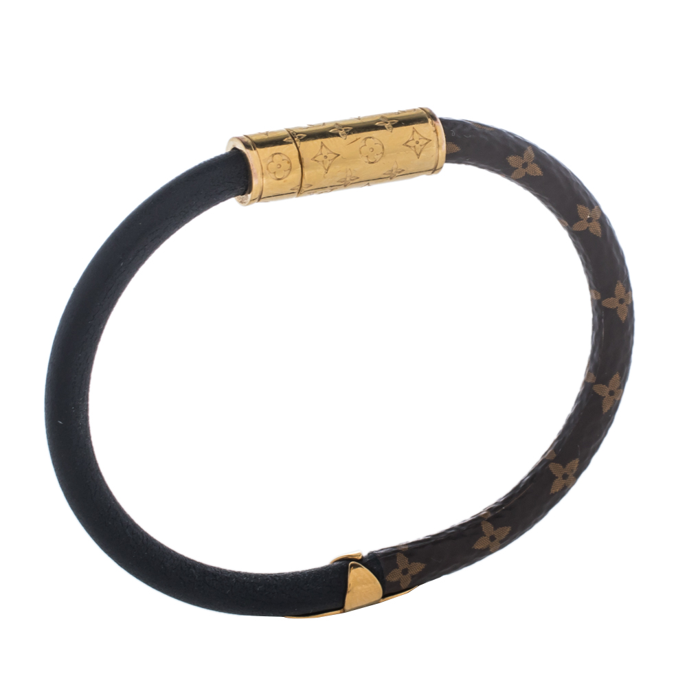 

Louis Vuitton Black Leather and Monogram Canvas Daily Confidential Bracelet