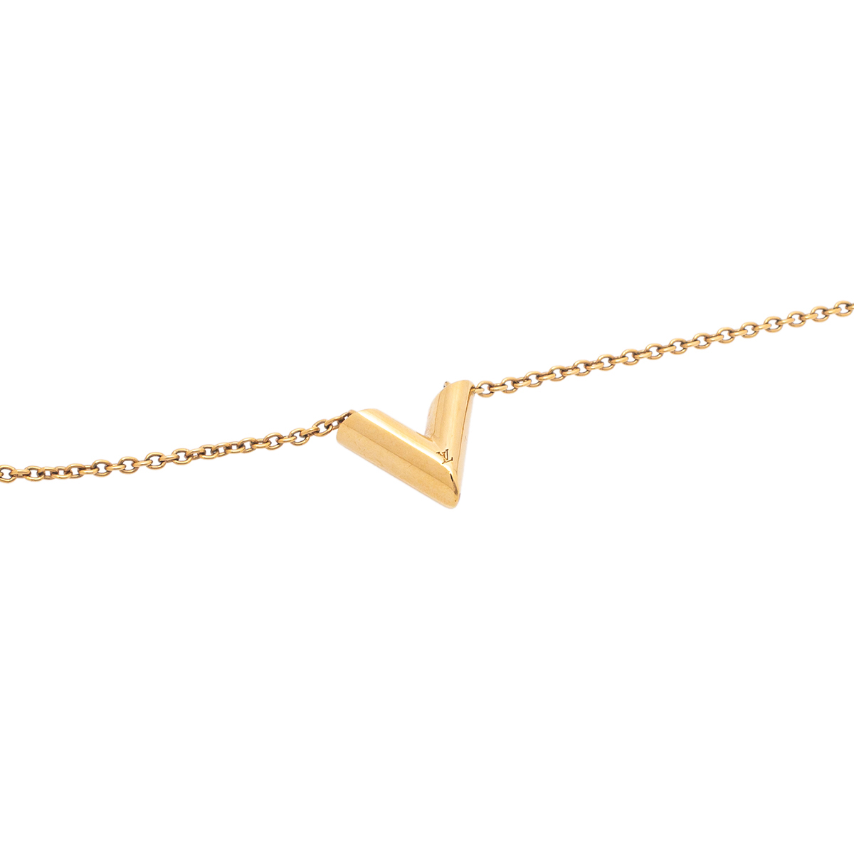 

Louis Vuitton Gold Tone Essential V Necklace