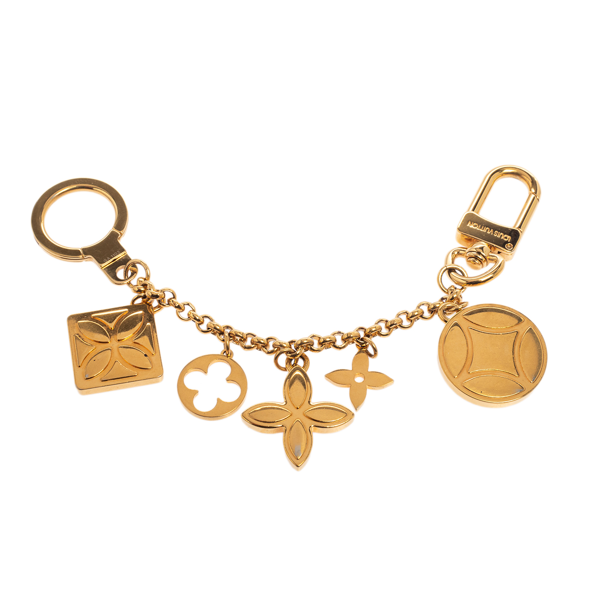 

Louis Vuitton Fleur de Monogram Chain Bag Charm//Key Ring, Gold