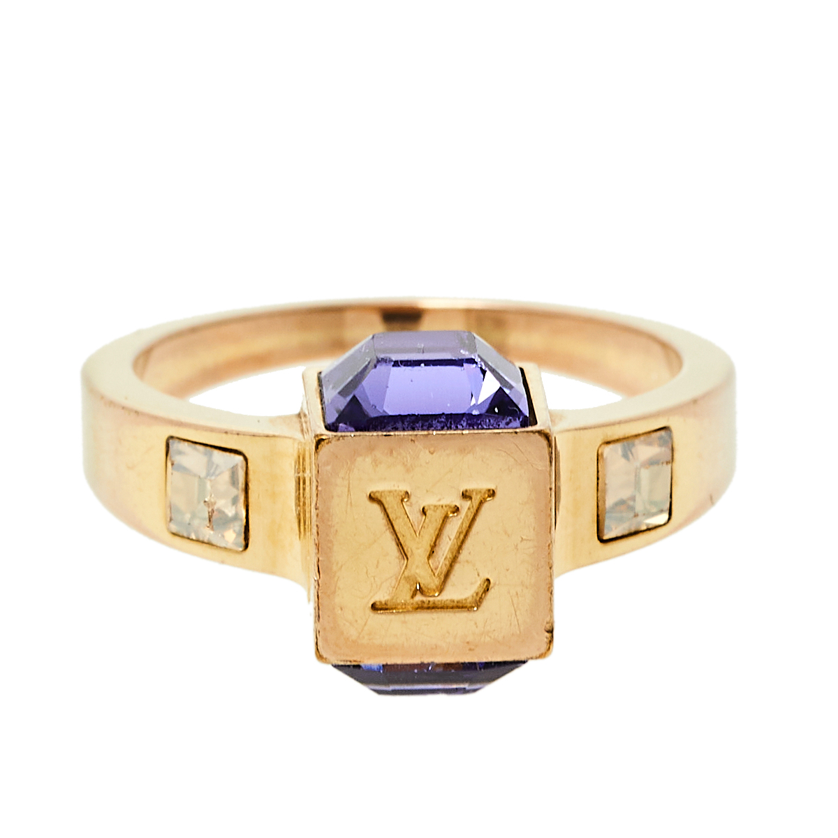 

Louis Vuitton Gamble Crystal Gold Tone Ring