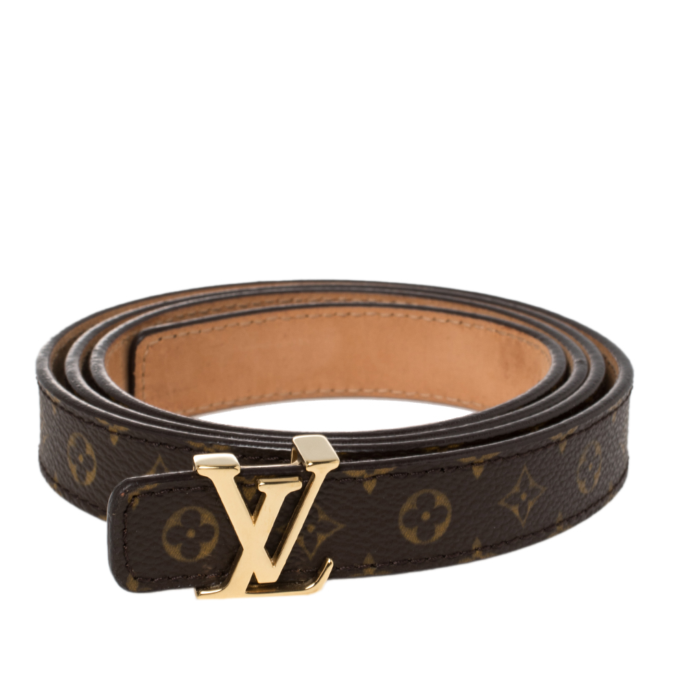 

Louis Vuitton Monogram Canvas LV Initiales Slim Buckle Belt, Brown