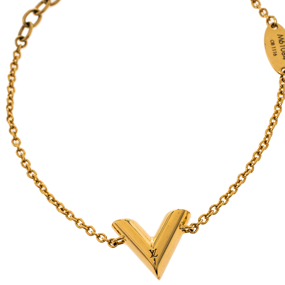 

Louis Vuitton Gold Tone Essential V Chain Link Bracelet