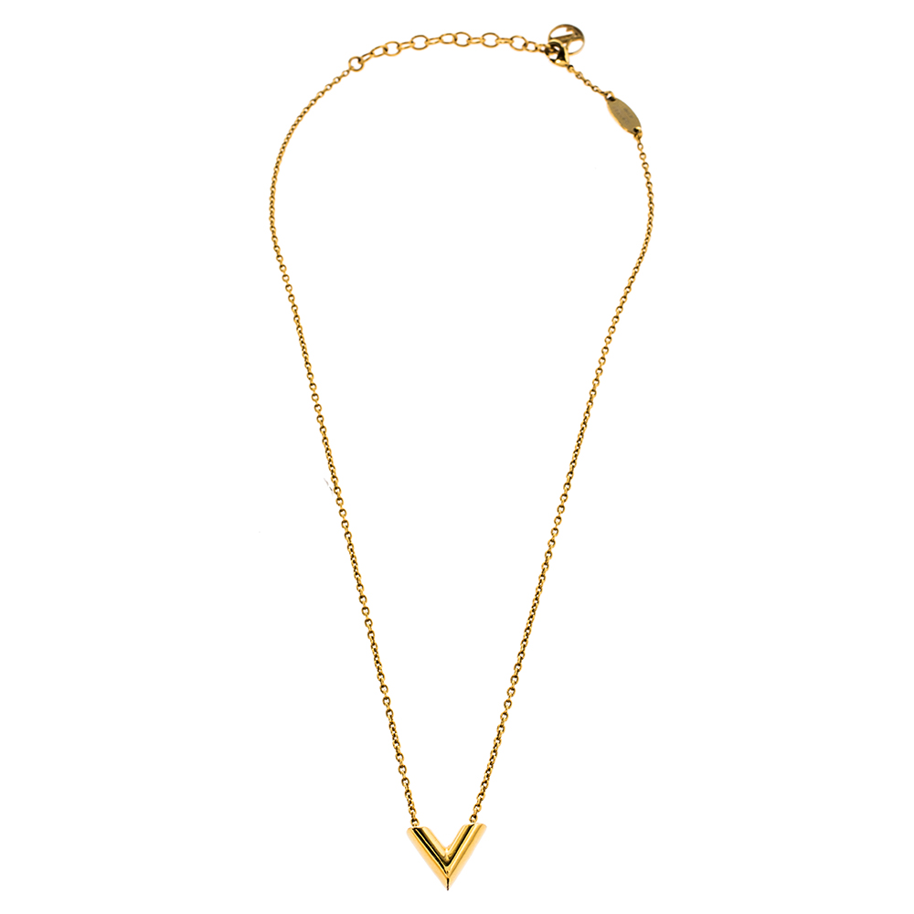 

Louis Vuitton Gold Tone Essential V Necklace