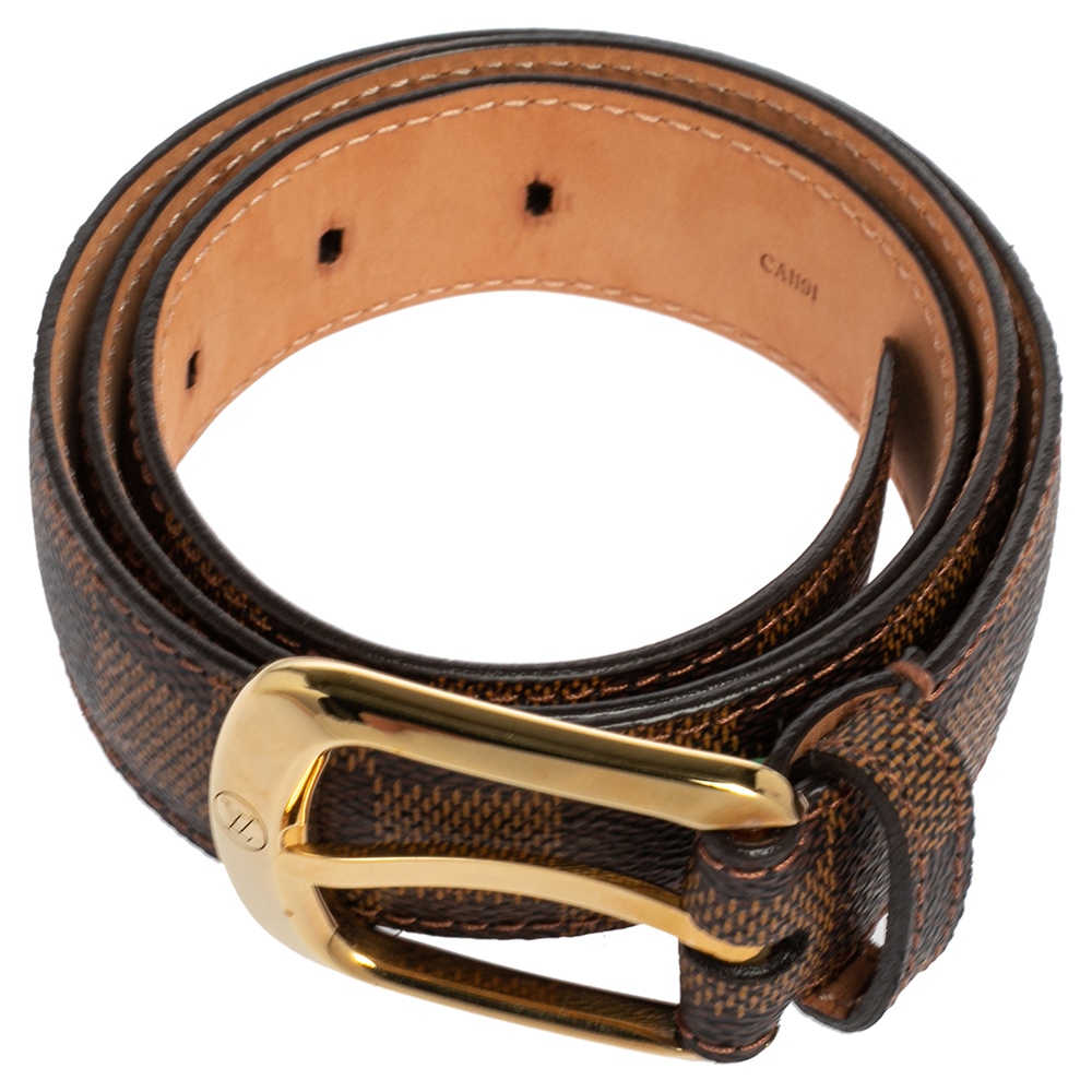 

Louis Vuitton Damier Ebene Canvas Ellipse Belt, Brown