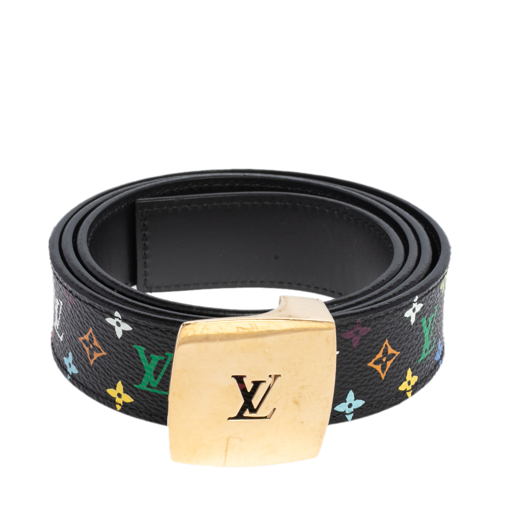 

Louis Vuitton Black Multicolore Monogram Canvas LV Cut Belt