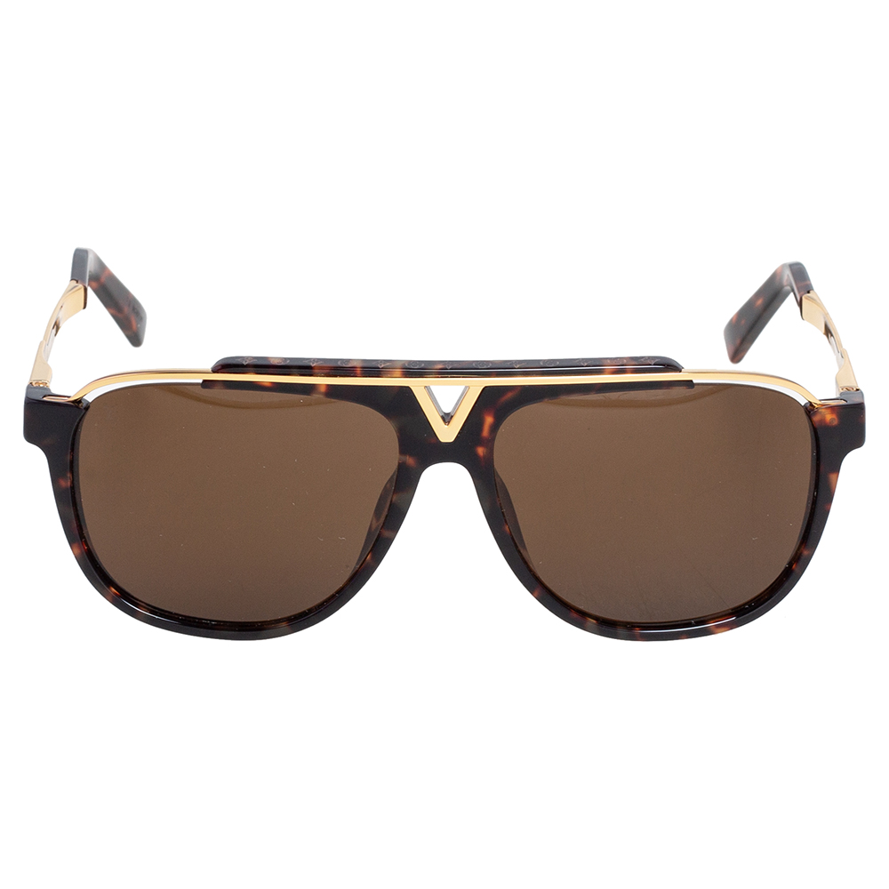 

Louis Vuitton Gold Tone/Brown Tortoise Z0938E Aviator Sunglasses