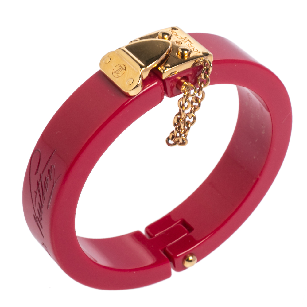 

Louis Vuitton Rose Indien Resin Lock Me Bracelet, Pink