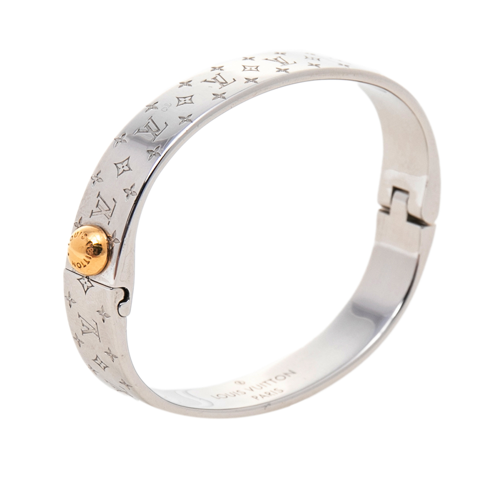 

Louis Vuitton Palladium Plated Nanogram Cuff Bracelet, Silver