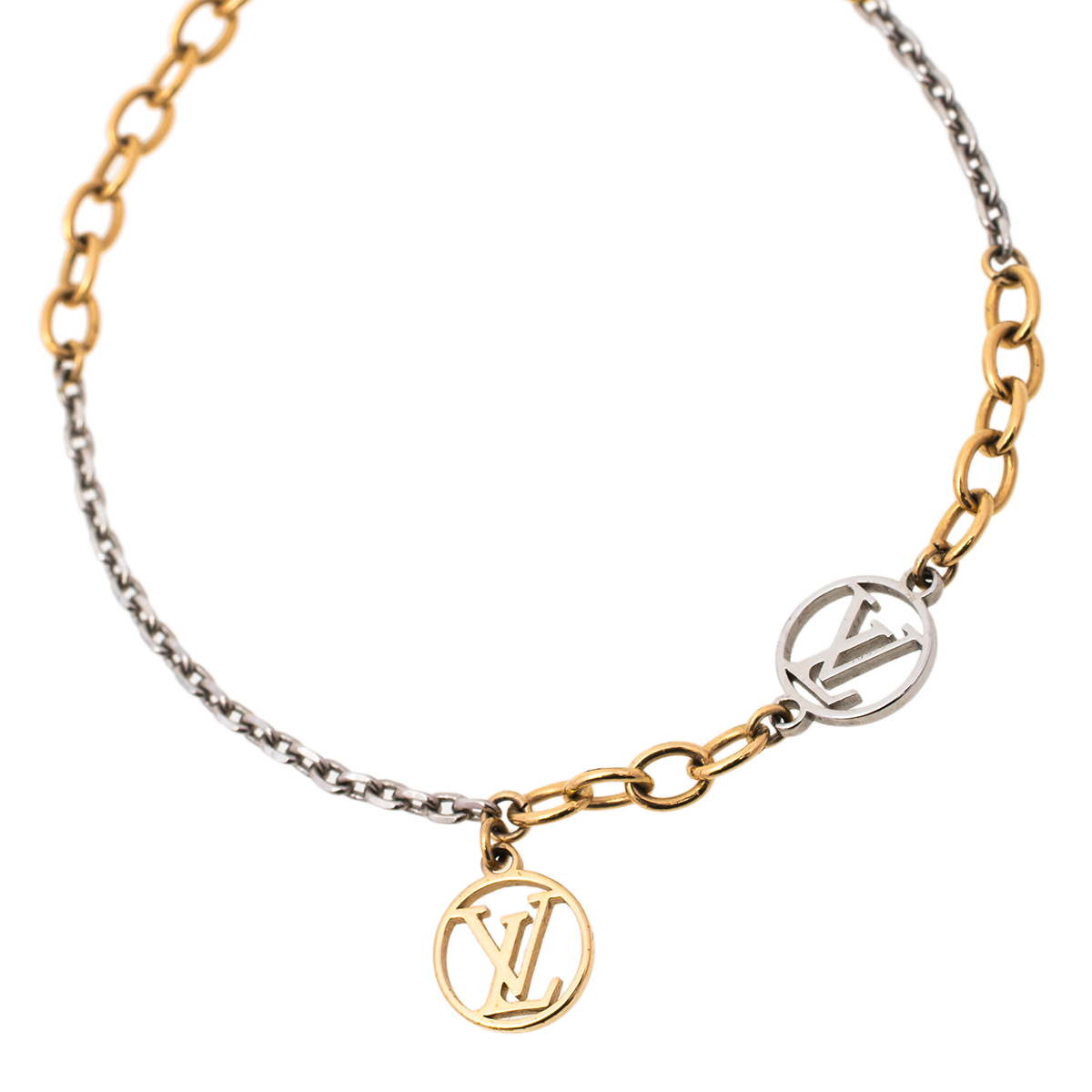 

Louis Vuitton Two Tone Logomania Chain Bracelet, Gold