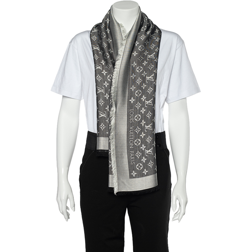 

Louis Vuitton Black Monogram Silk & Wool Denim Shawl