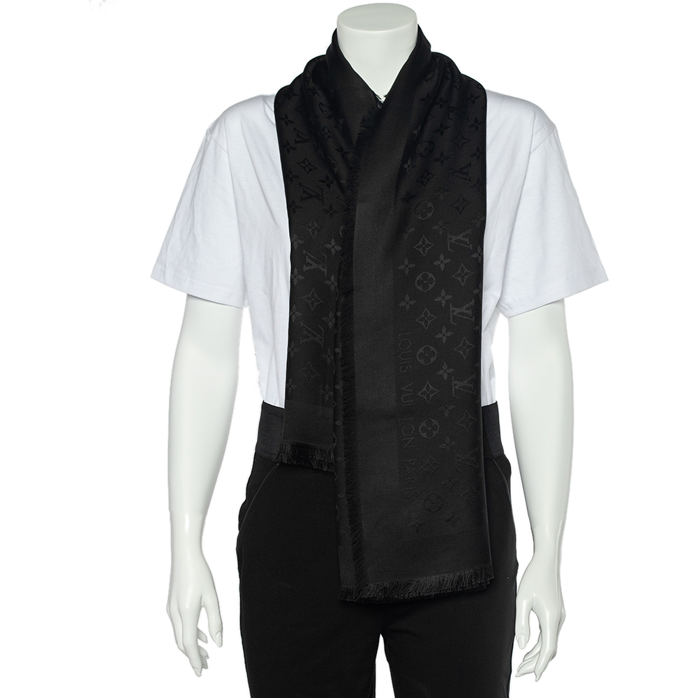 

Louis Vuitton Black Monogram Silk & Wool Shawl