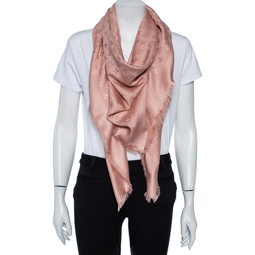 

Louis Vuitton Pale Pink Monogram Silk & Wool Shawl