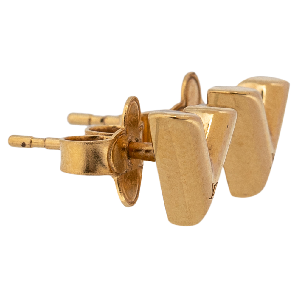 

Louis Vuitton Gold Tone Essential V Stud Earrings