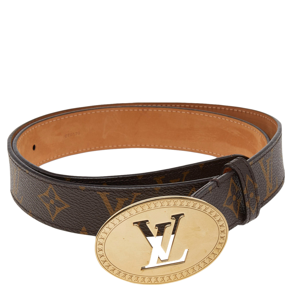 

Louis Vuitton Monogram Canvas Cut Ovale Belt, Brown